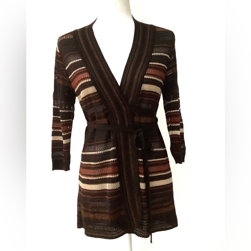 M Missoni Multicolor Metallic Knit Wrap Cardigan